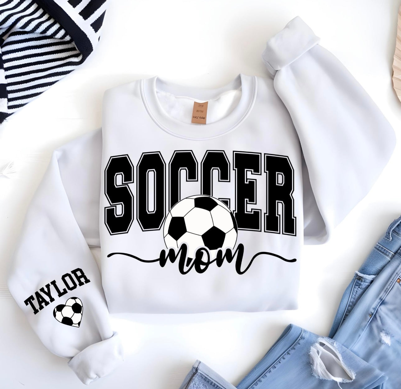 Soccer Mom/Name On Sleeve Sweatshirt