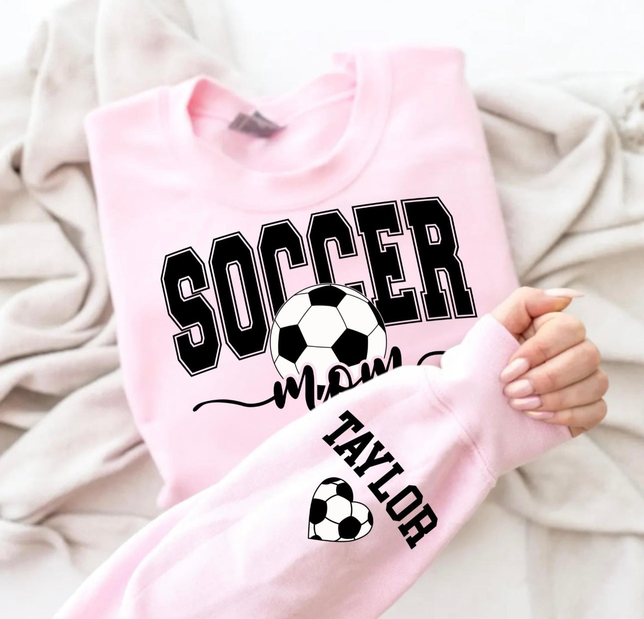 Soccer Mom/Name On Sleeve Sweatshirt